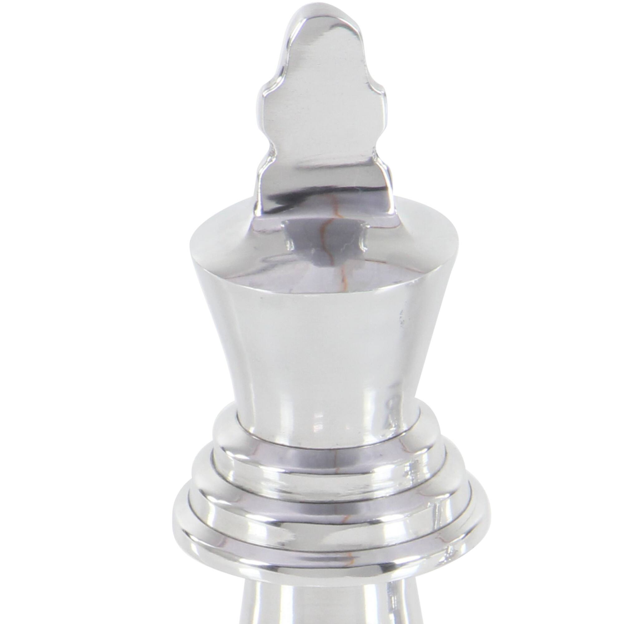 CosmoLiving by Cosmopolitan Silver Aluminum Traditional Chess Sculpture Set